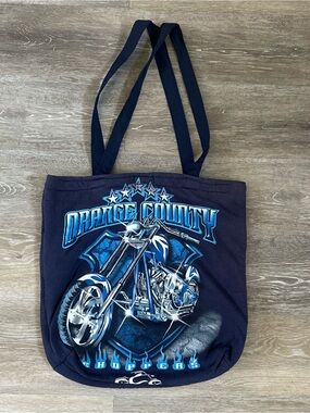 Rare occ Orange County choppers small tote bag blue with motorcycle graphic